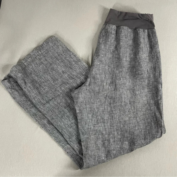 Coldwater Creek Linen High Rise Wide Leg Charcoal Pull On pants - Picture 1 of 12